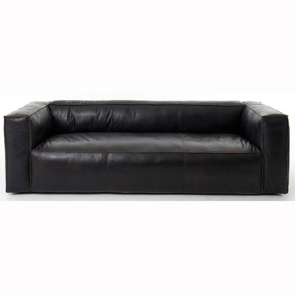 home fashion Nolita Reverse Stitch Leather Sofa Rider Black by Four Hands