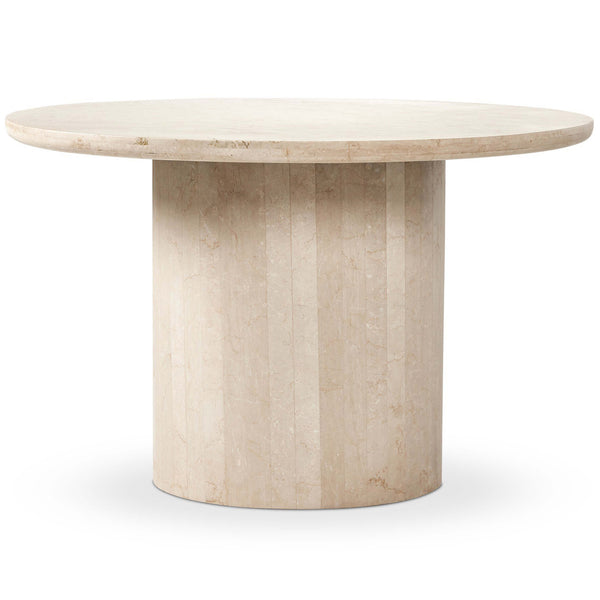 home fashion Oakland 48" Round Outdoor Dining Table Cream Marble by Four Hands