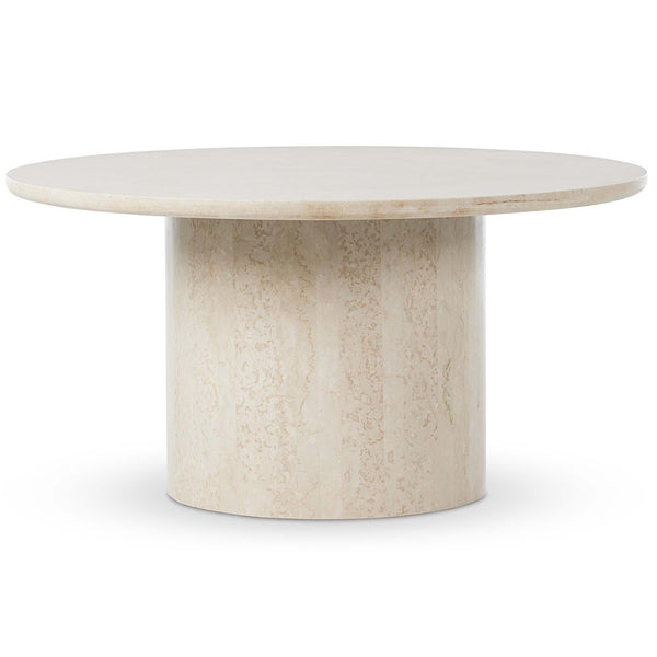 home fashion Oakland 60" Round Outdoor Dining Table Cream Marble by Four Hands