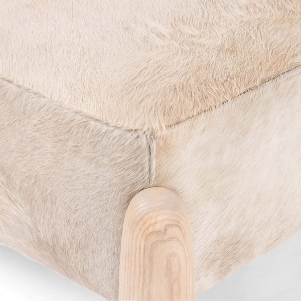 Home Fashion Oaklynn 32" Ottoman Buff Hair On Hide By Four Hands