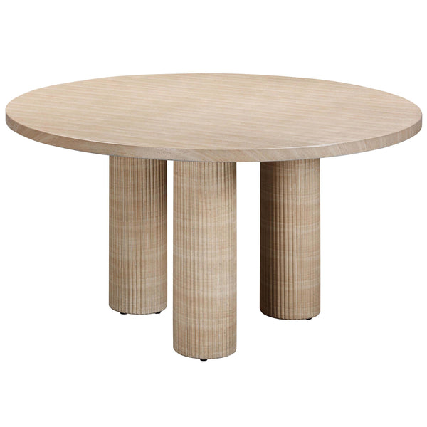 Home Fashion Patti Outdoor Round Dining Table Faux Travertine