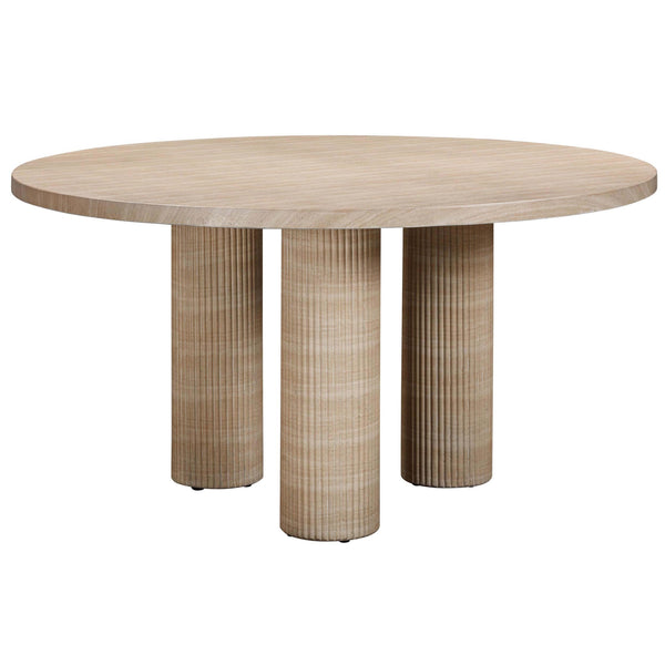home fashion Patti Outdoor Round Dining Table Faux Travertine