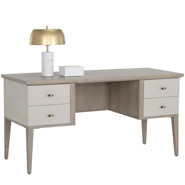 Home Fashion Pattinson Desk White Ceruse/Cream Shagreen