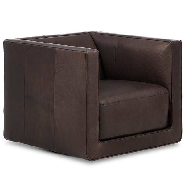 home fashion Phillip Leather Swivel Chair Heirloom Cigar by Four Hands