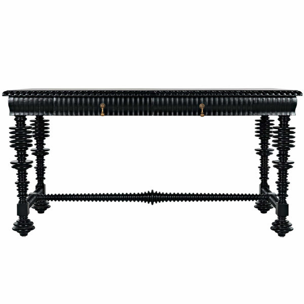 Home Fashion Portuguese Small Desk Hand Rubbed Black