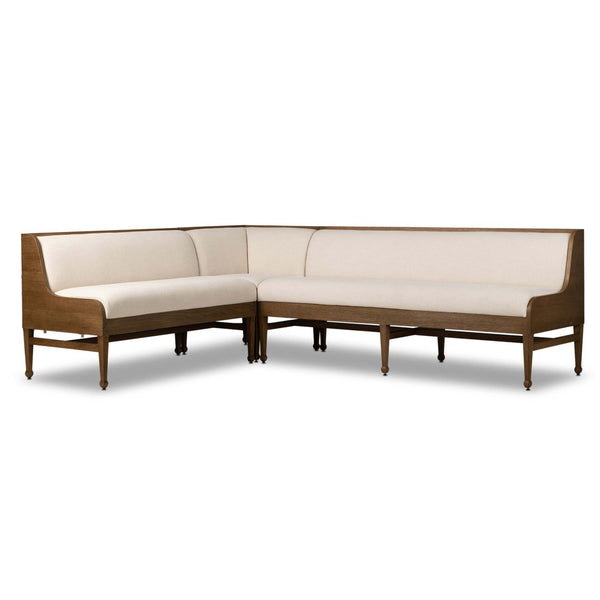 home fashion Priscilla 98" Dining Banquette L Shape Wayfarer Snow by Four Hands