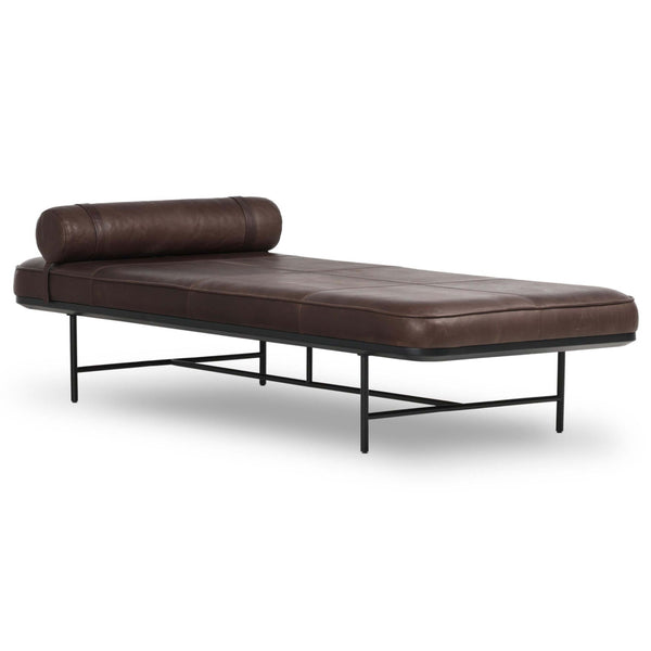 Home Fashion Rakesh Leather Chaise Heirloom Cigar By Four Hands