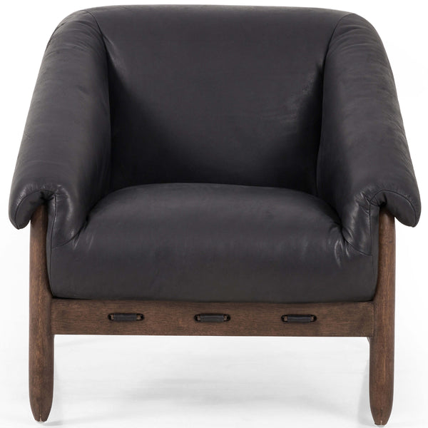Home Fashion Reggie Leather Chair Heirloom Black By Four Hands