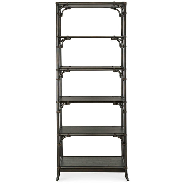 Home Fashion Retreat Pole Rattan Bookcase Dark Wood