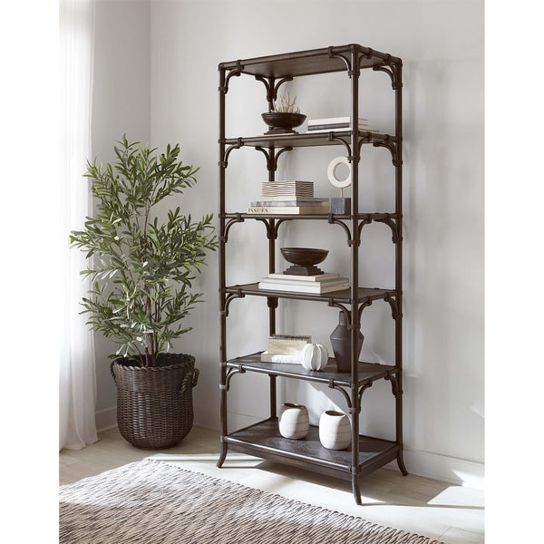 Home Fashion Retreat Pole Rattan Bookcase Dark Wood