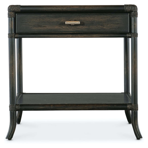 Home Fashion Retreat Pole Rattan End Table Black Sand