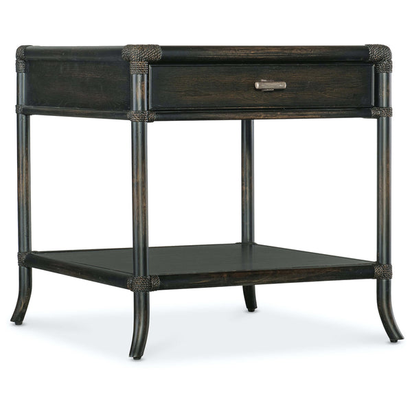 home fashion Retreat Pole Rattan End Table Black Sand