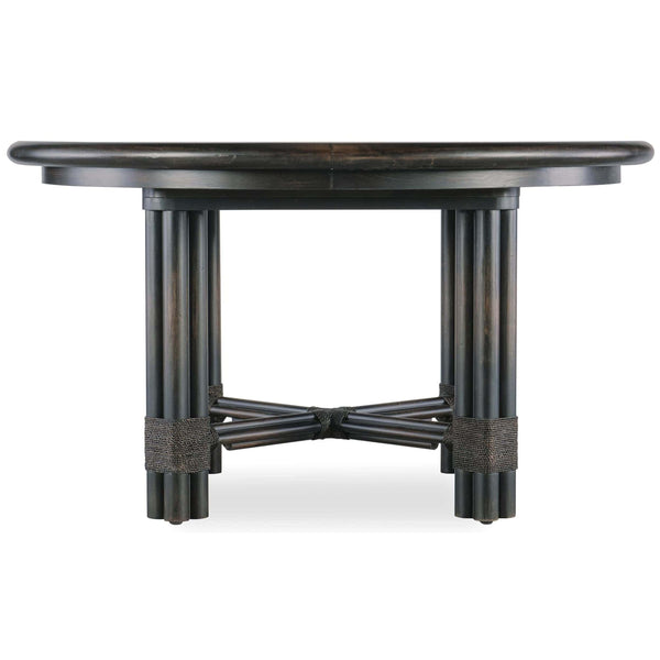 Home Fashion Retreat Pole Rattan Round Dining Table Black Sand
