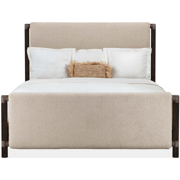 Home Fashion Retreat Upholstered Panel Bed Neo Cream/Black Sand