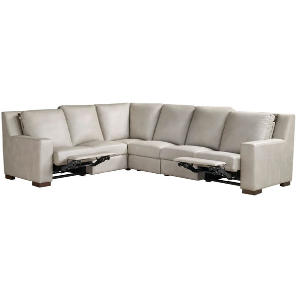 Home Fashion Rhodes Leather Power Motion Sectional Sahara Ash