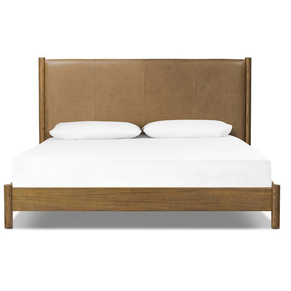Home Fashion Roark Leather Bed Palermo Drift By Four Hands