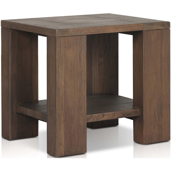 home fashion Roca Outdoor End Table Stained Heritage Brown by Four Hands
