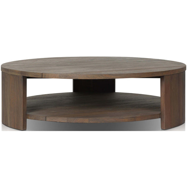 Home Fashion Roca Outdoor Round Coffee Table Stained Heritage Brown By Four Hands