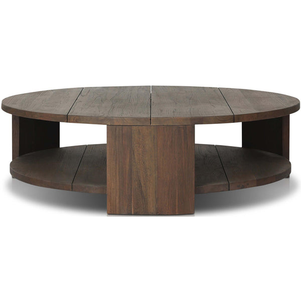 home fashion Roca Outdoor Round Coffee Table Stained Heritage Brown by Four Hands