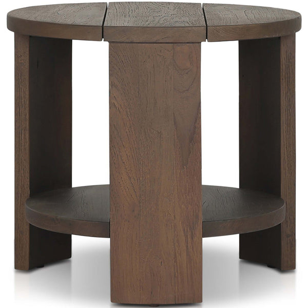 Home Fashion Roca Outdoor Round End Table Stained Heritage Brown By Four Hands