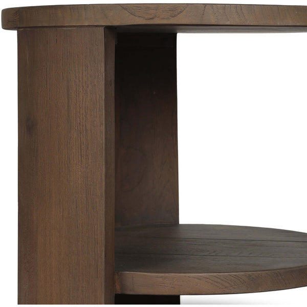 Home Fashion Roca Outdoor Round End Table Stained Heritage Brown By Four Hands