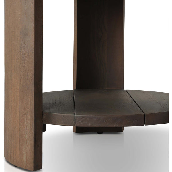 Home Fashion Roca Outdoor Round End Table Stained Heritage Brown By Four Hands