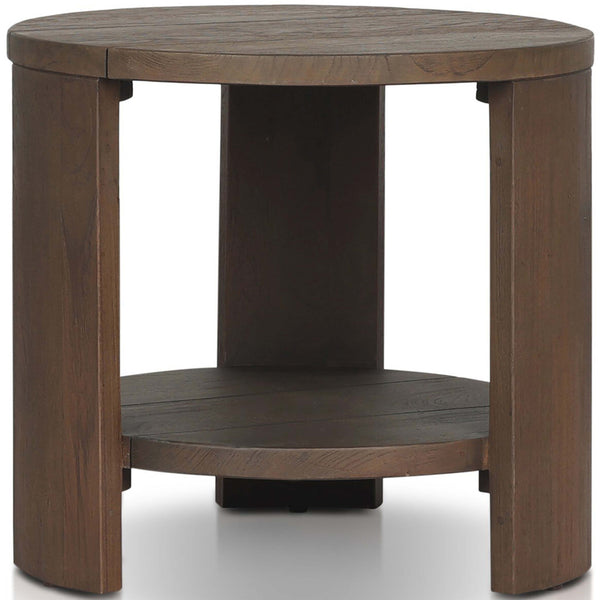 home fashion Roca Outdoor Round End Table Stained Heritage Brown by Four Hands