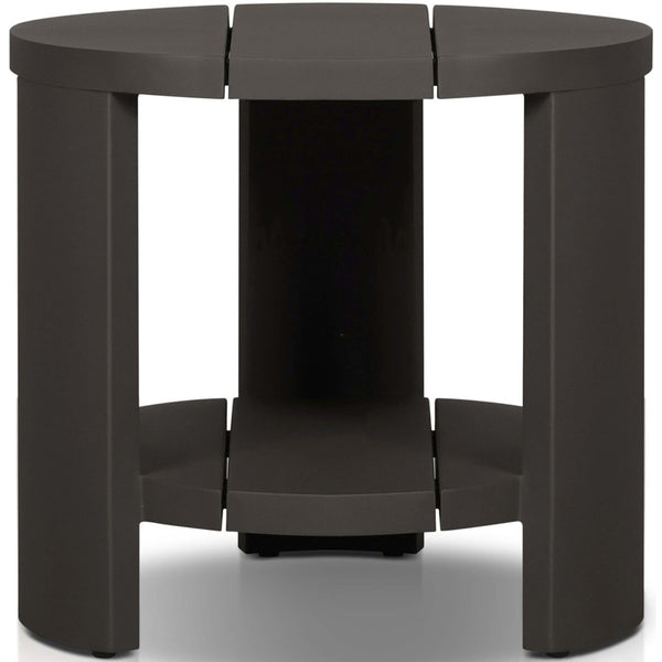 home fashion Roca Outdoor Round Metal End Table Bronze by Four Hands