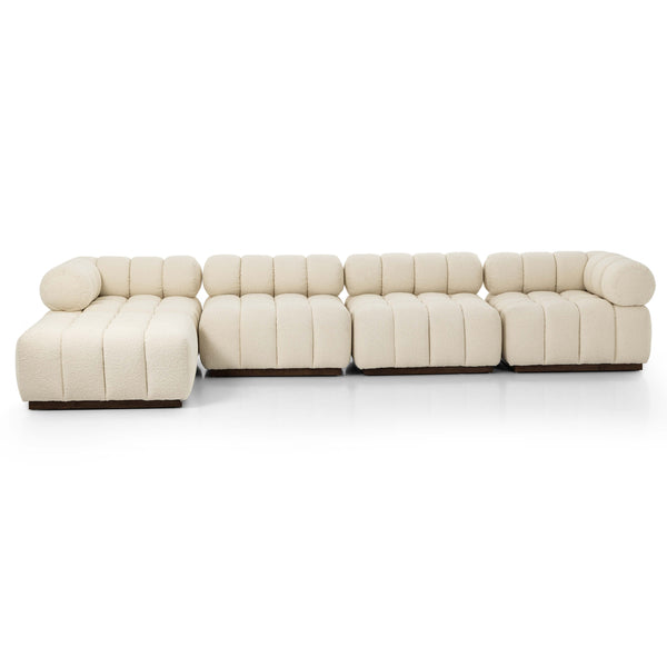 Home Fashion Roma 4-Piece Sectional W/Ottoman Durham Cream By Four Hands