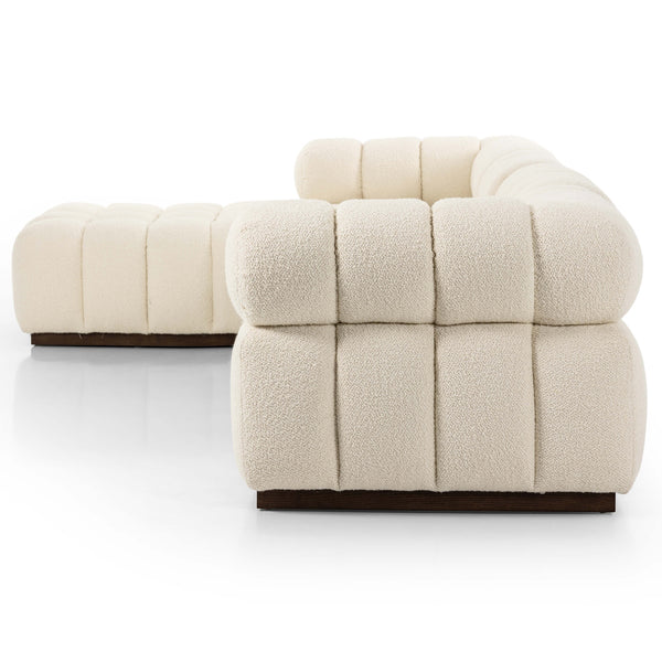Home Fashion Roma 4-Piece Sectional W/Ottoman Durham Cream By Four Hands