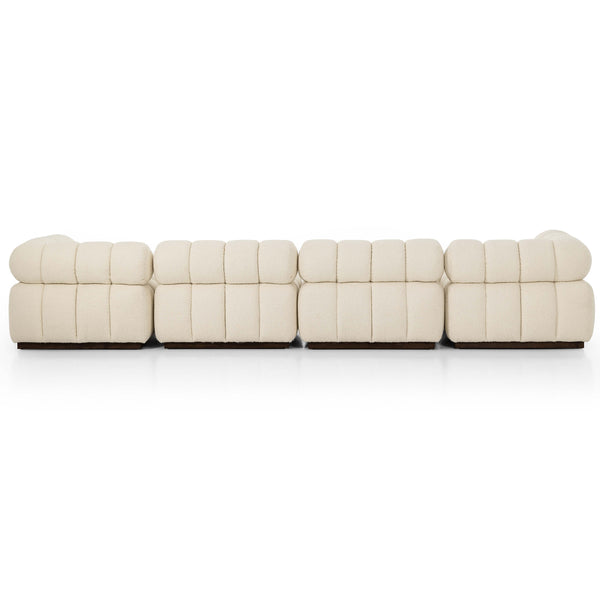Home Fashion Roma 4-Piece Sectional W/Ottoman Durham Cream By Four Hands