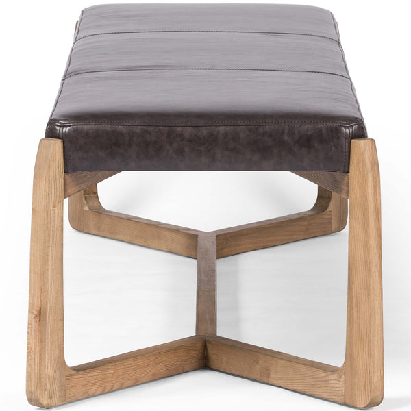 Home Fashion Roscoe Leather Bench Sonoma Black By Four Hands