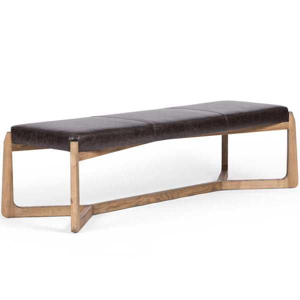home fashion Roscoe Leather Bench Sonoma Black by Four Hands