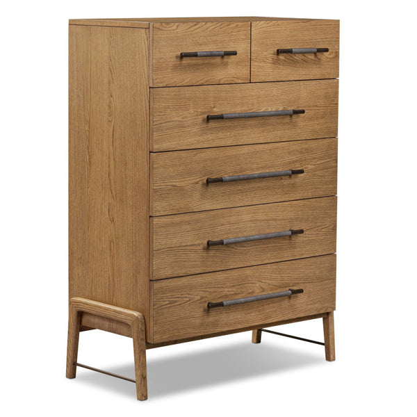 home fashion Rosedale 6 Drawer Tall Dresser Amber Oak by Four Hands
