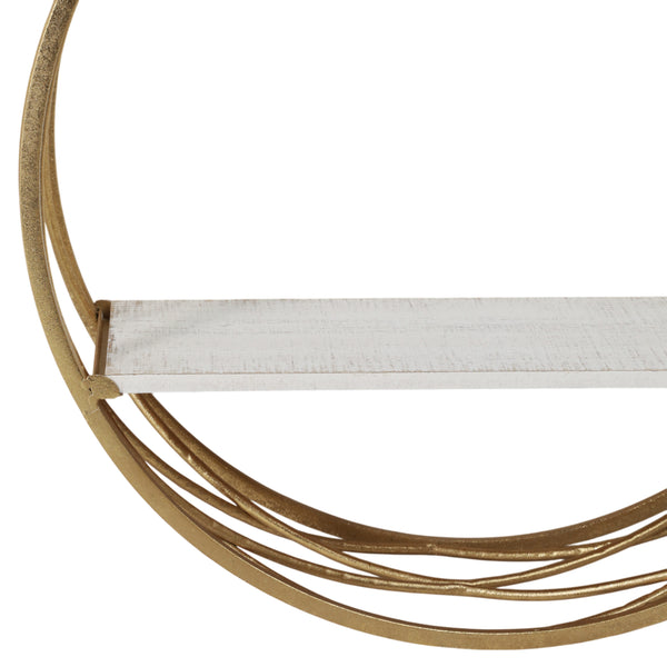 Home Fashion Round Wall Shelves White/Gold Set Of 3