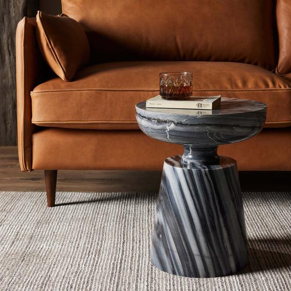 Home Fashion Rowe Marble End Table Ebony By Four Hands