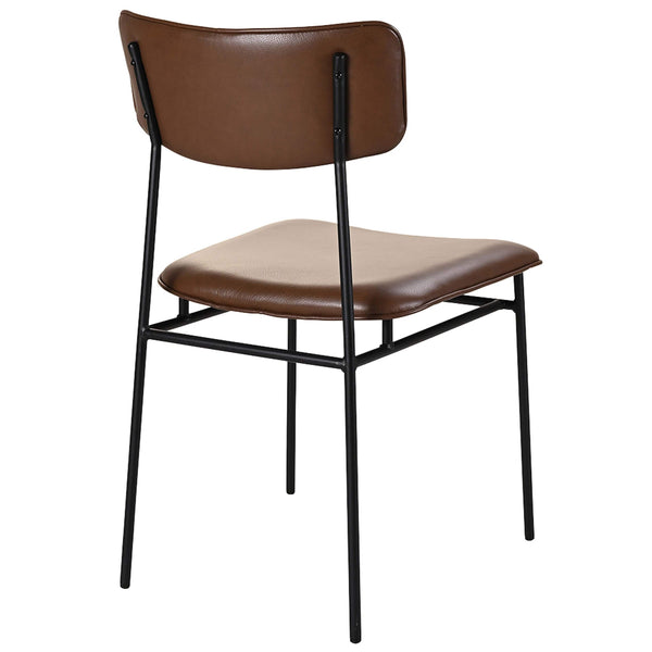 Home Fashion Sailor Leather Dining Chair Dark Brown Set Of 2