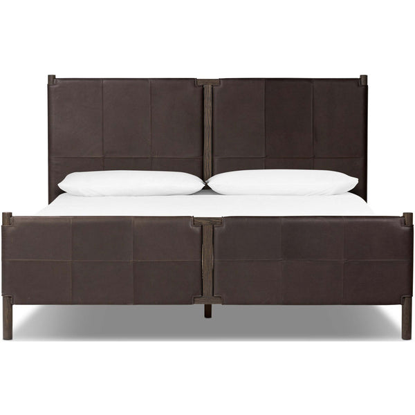 Home Fashion Salado Leather Bed Heirloom Cigar By Four Hands