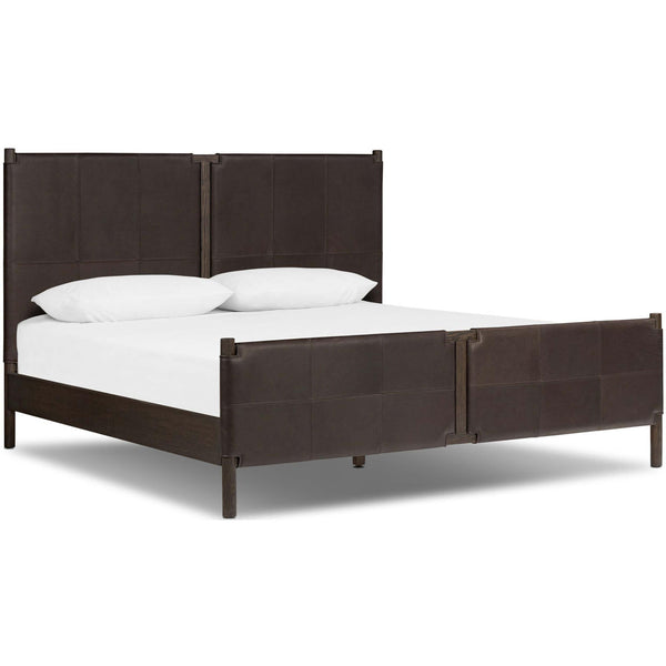 home fashion Salado Leather Bed Heirloom Cigar by Four Hands