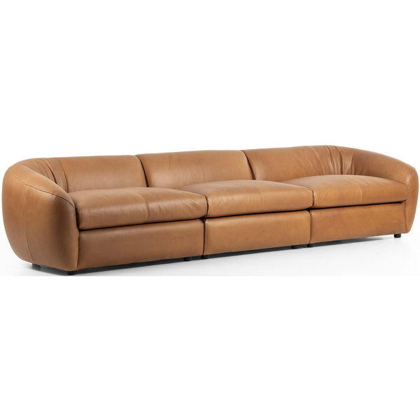 Home Fashion Saldana 3 Piece Leather Sectional Sofa Lorento Cognac By Four Hands