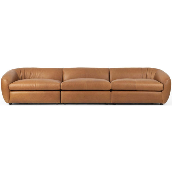 home fashion Saldana 3 Piece Leather Sectional Sofa Lorento Cognac by Four Hands