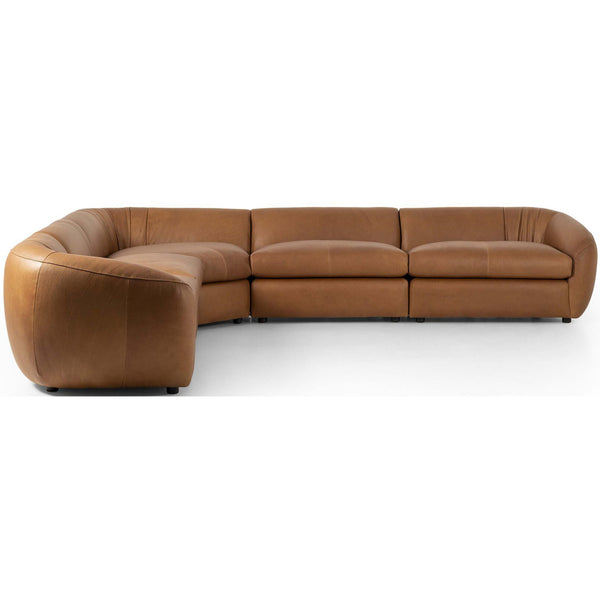 Home Fashion Saldana 5 Piece Leather Sectional Lorento Cognac By Four Hands