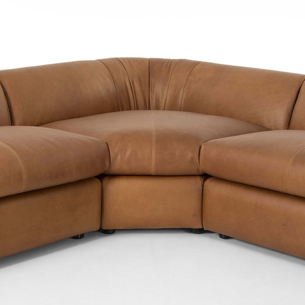 Home Fashion Saldana 5 Piece Leather Sectional Lorento Cognac By Four Hands