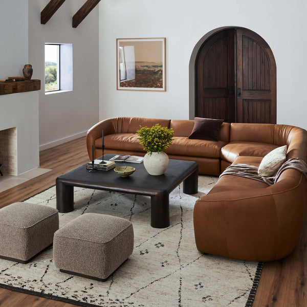 Home Fashion Saldana 5 Piece Leather Sectional Lorento Cognac By Four Hands