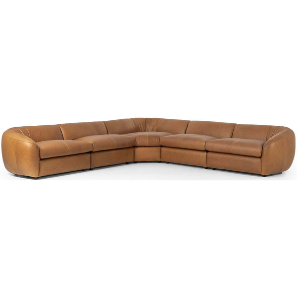 home fashion Saldana 5 Piece Leather Sectional Lorento Cognac by Four Hands