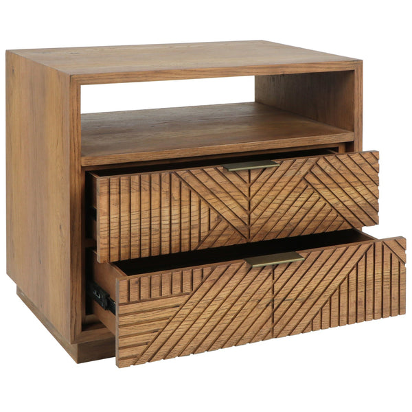 Home Fashion Santa Clara 2 Drawer Nightstand Caramel Brown