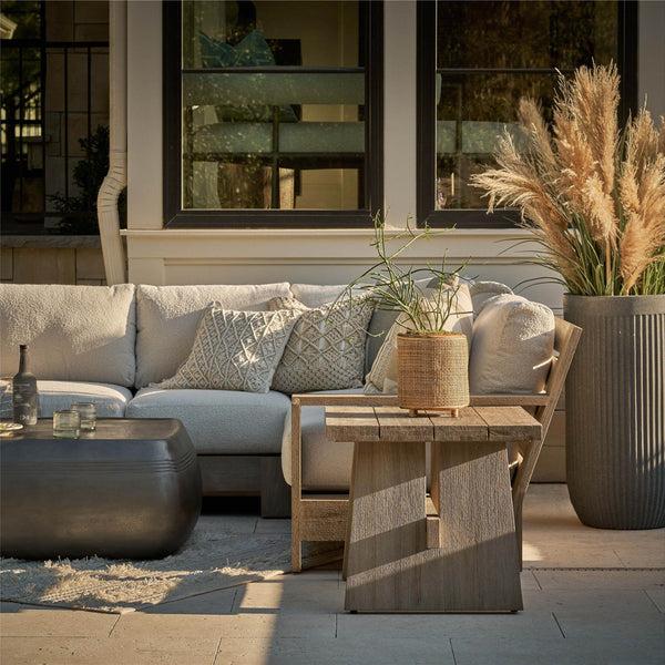 Home Fashion Saratoga Outdoor Rectangular End Table Warm Weathered Teak