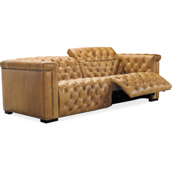 Home Fashion Savion Power Motion Leather Sofa Saddlebag Coin