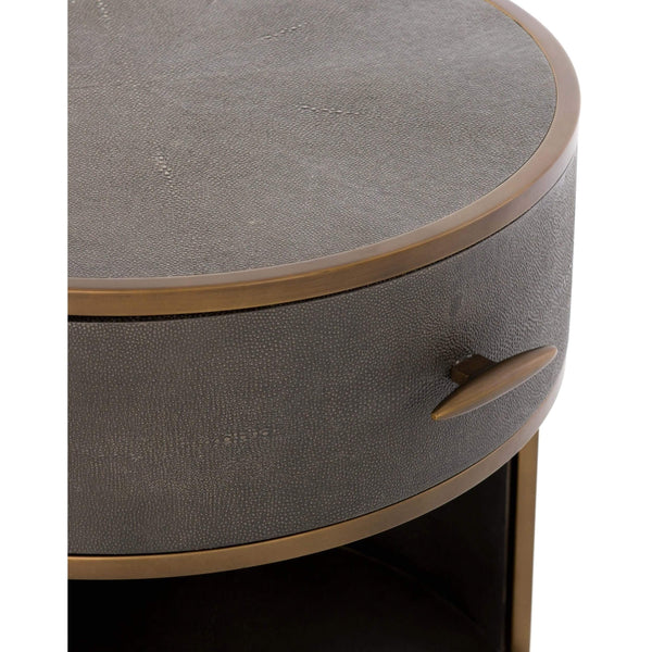 Home Fashion Shagreen Round Nightstand Antique Brass By Four Hands