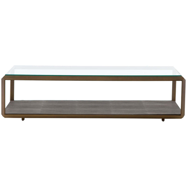 Home Fashion Shagreen Shadow Box Coffee Table Brass By Four Hands